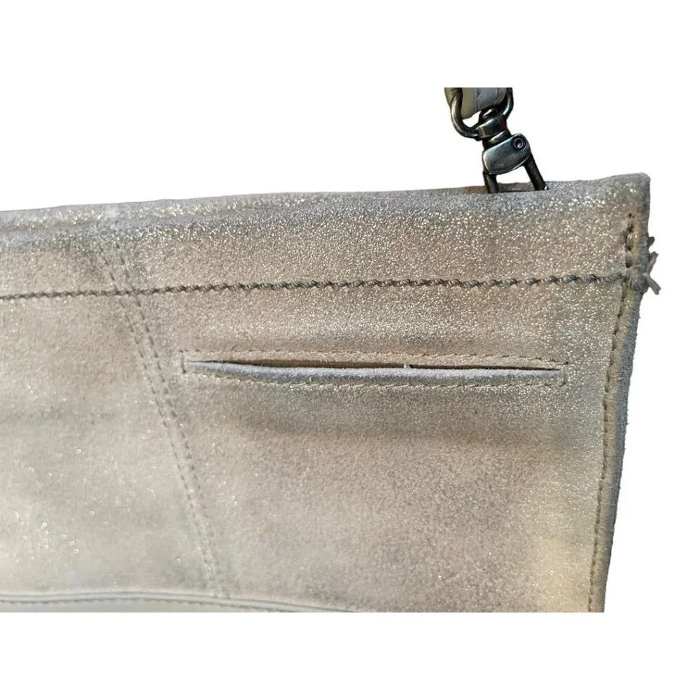 The Sak Glitter Rose Gold Leather Zipper Closure Handbag Crossbody - Picture 11 of 12